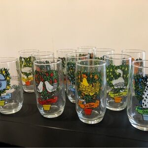 Vintage 12 days of Christmas glasses